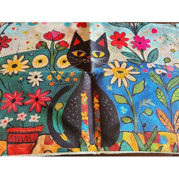 Black Cat Throw Pillow Covers 2 Decorative Cases Sofa Couch Accent Pet Decor 20" - Picture 5 of 9